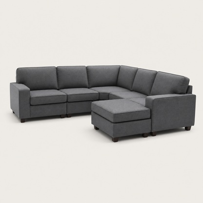 Echo - L shape sectional sofa, sectional sofa end-profile studio view