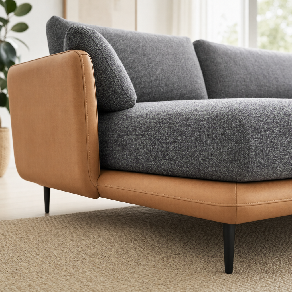 Close-up of the Eden - L shape sectional sofa's upholstery and details