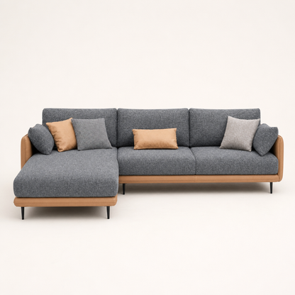 Eden - L shape sectional sofa, front studio view on neutral background