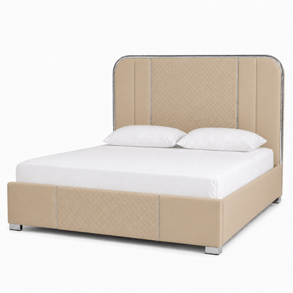 Elow - Bed Beige plain white background view
