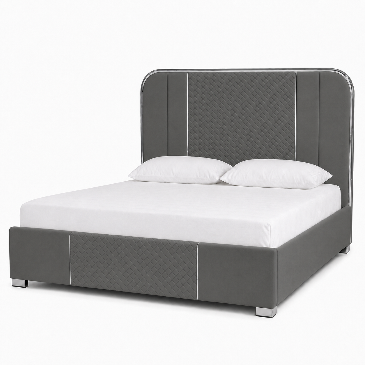 Elow - Bed Grey plain white background view