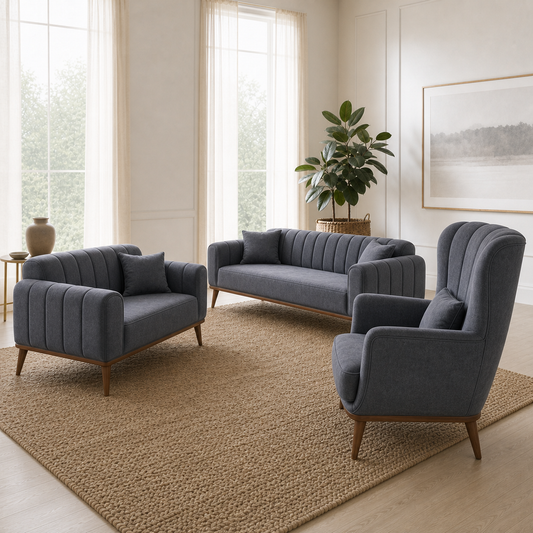 Ember - 3+2+1 Sofa Set, alternate room angle of the complete 3+2+1 sofa set
