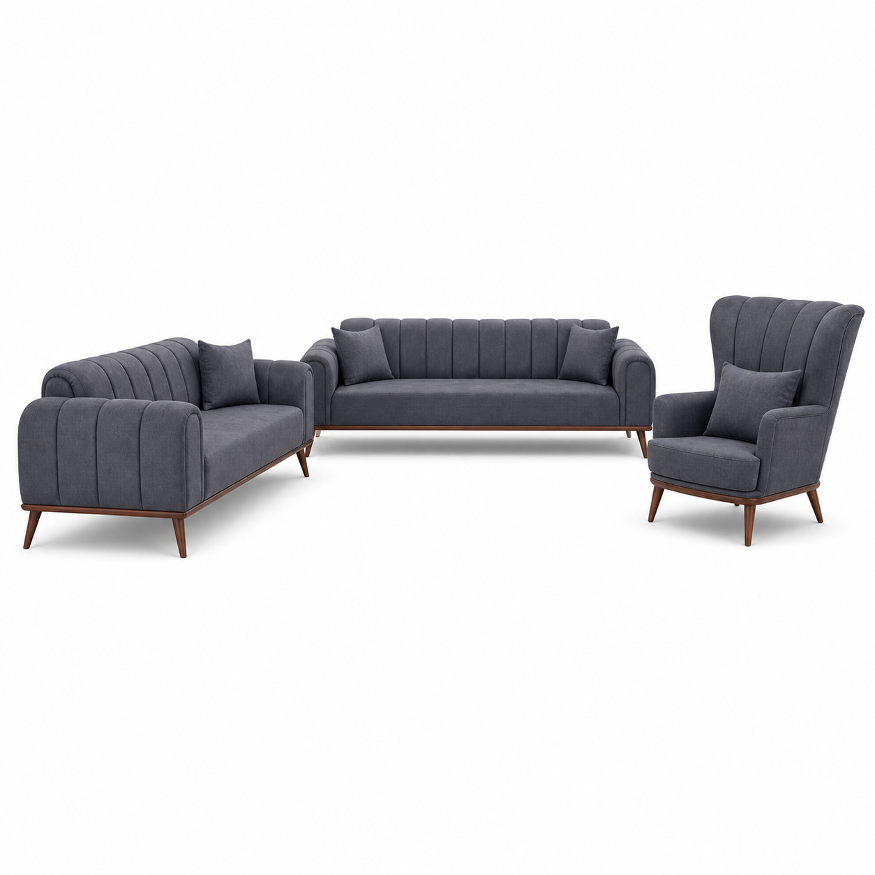 Ember - 3+2+1 Sofa Set, complete 3+2+1 sofa set front studio view