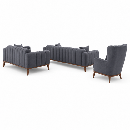 Ember - 3+2+1 Sofa Set, complete 3+2+1 sofa set side studio view