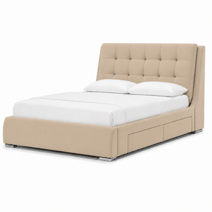 Esme - Bed Beige plain white background view