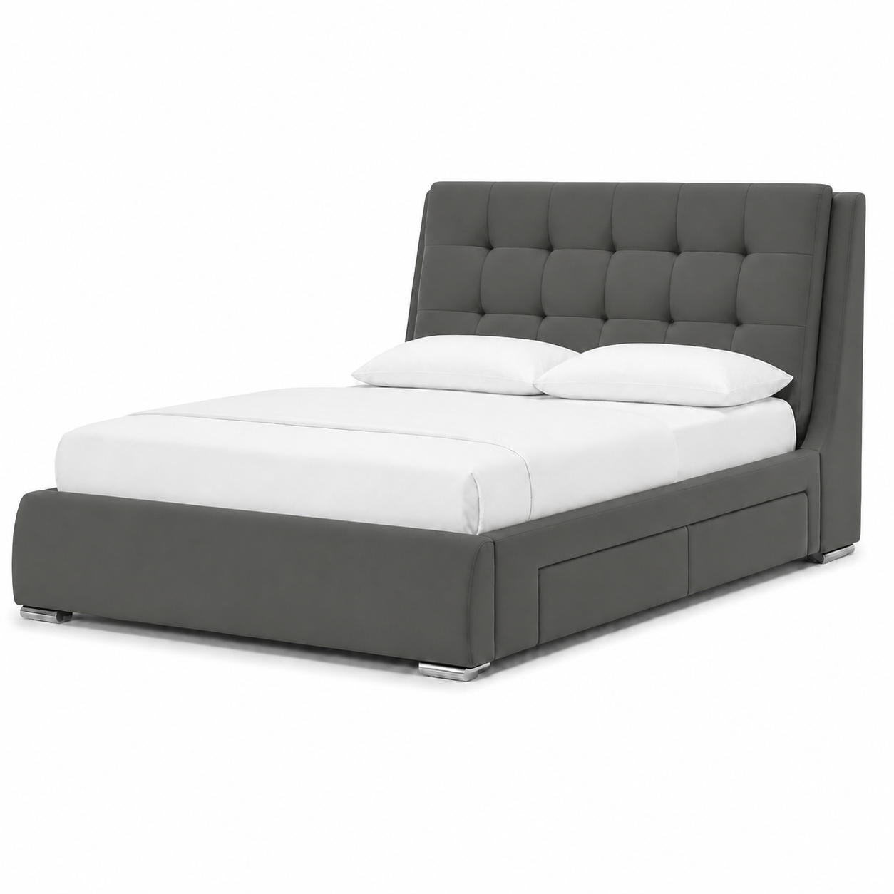Esme - Bed Grey plain white background view