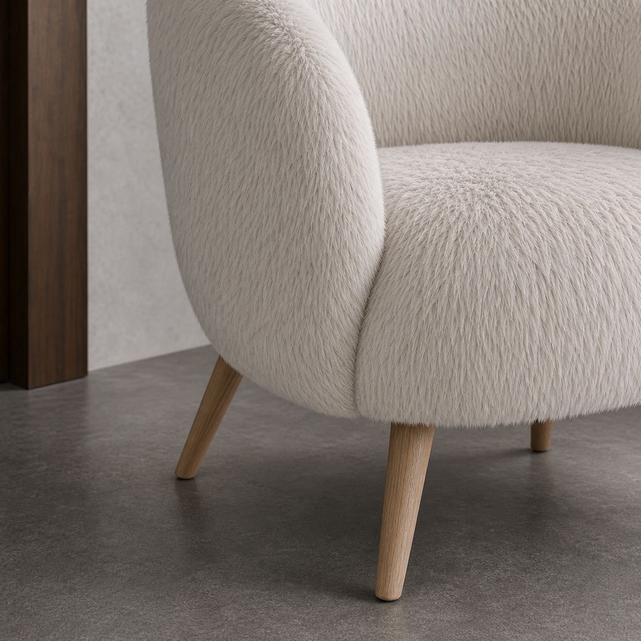 Close-up of the Evie - Chair's upholstery and construction