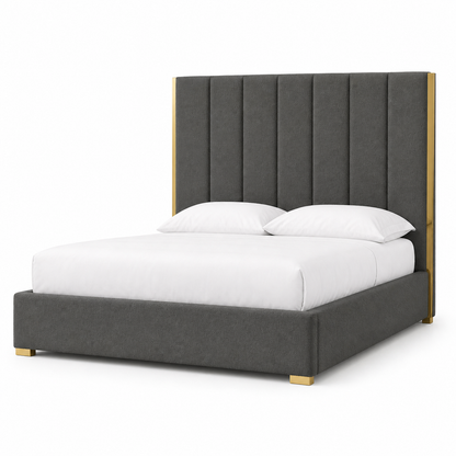 Ezra - Bed Grey plain white background view
