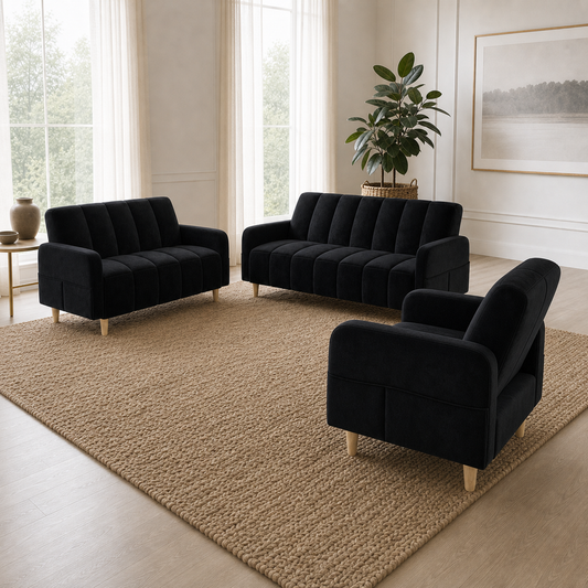 Fable - 3+2+1 Sofa Set, alternate room angle of the complete 3+2+1 sofa set
