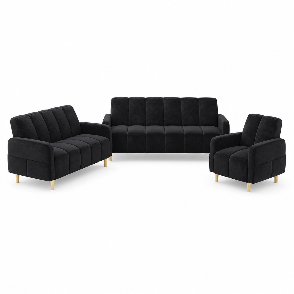 Fable - 3+2+1 Sofa Set, complete 3+2+1 sofa set front studio view