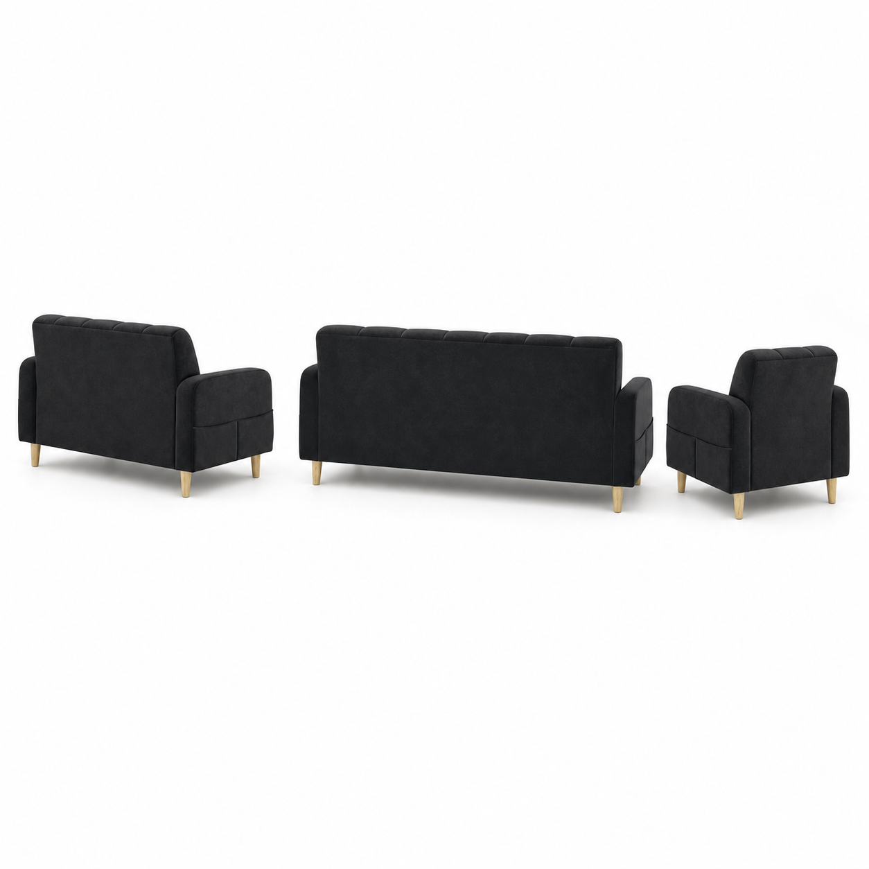 Fable - 3+2+1 Sofa Set, complete 3+2+1 sofa set side studio view