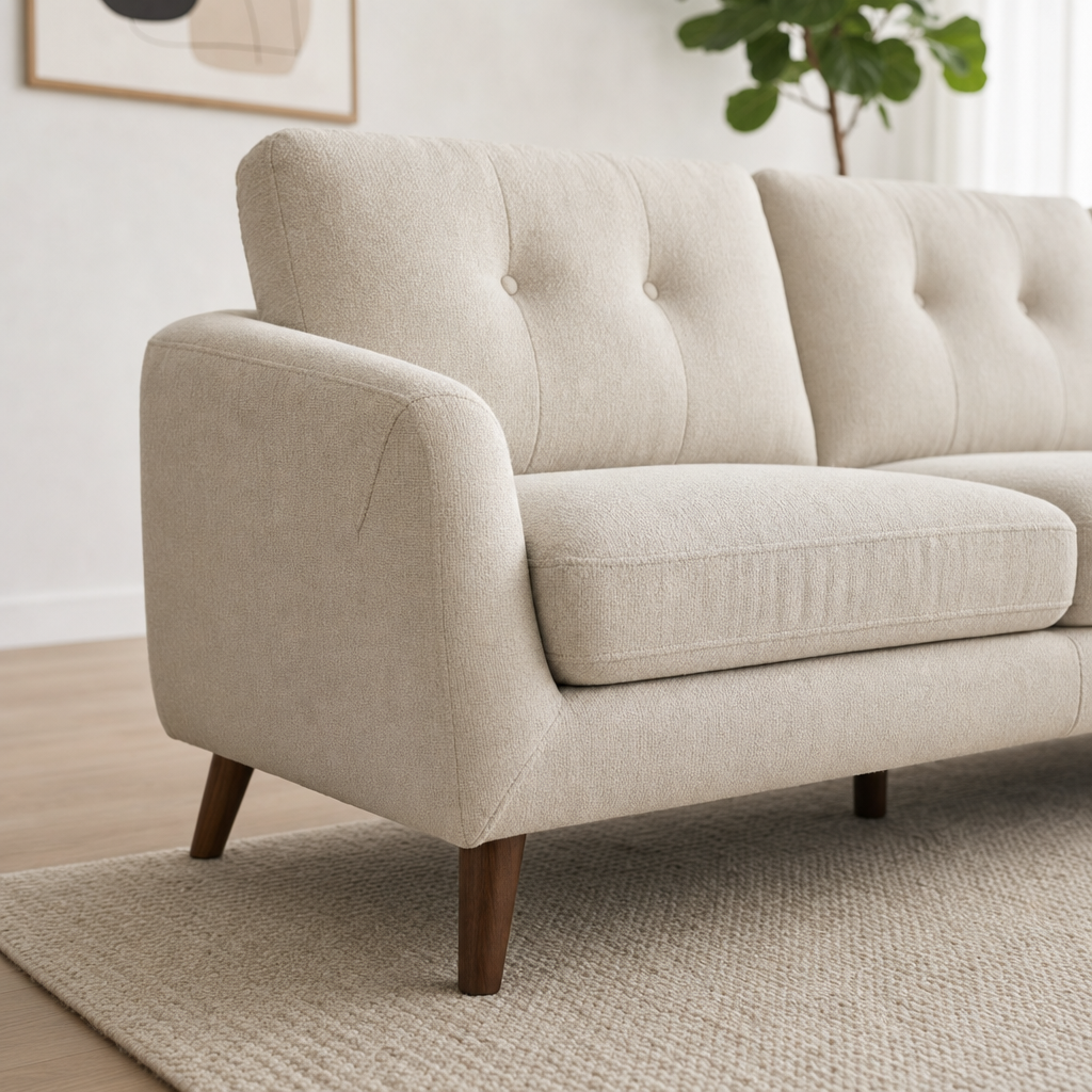 Close-up of the Fade - L shape sectional sofa's upholstery and details