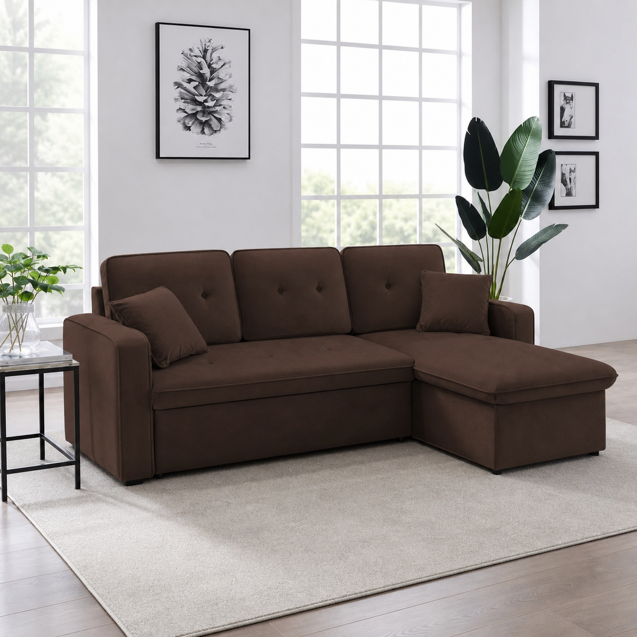 Farla - Sofa bed, fully closed sofa view in the identical living room