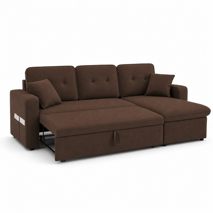 Farla - Sofa bed, fully open studio view on a pure-white background