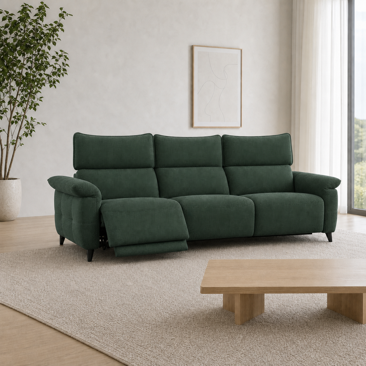 Fauna Recliner 3 seater green 01 main