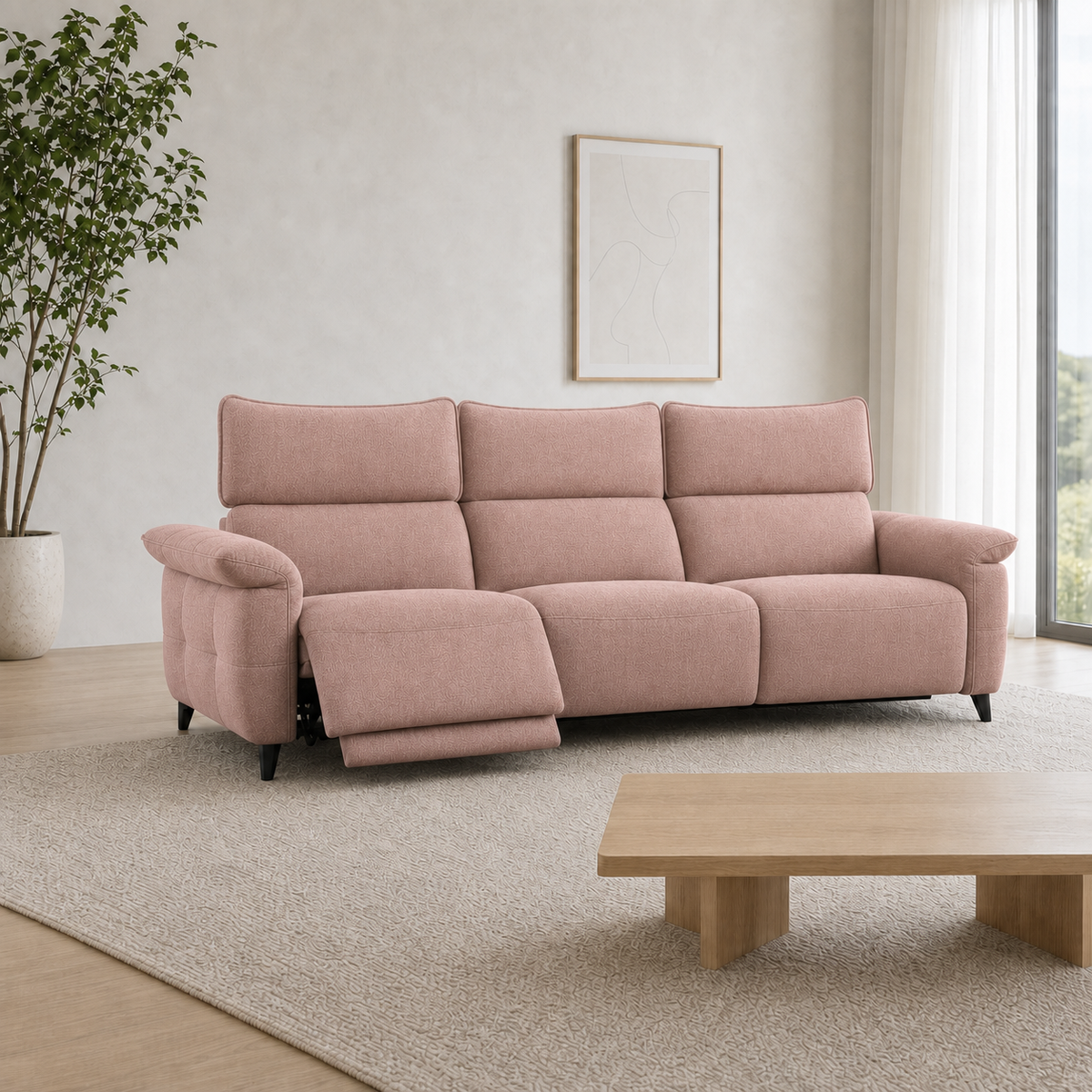 Fauna Recliner 3 seater pink 01 main