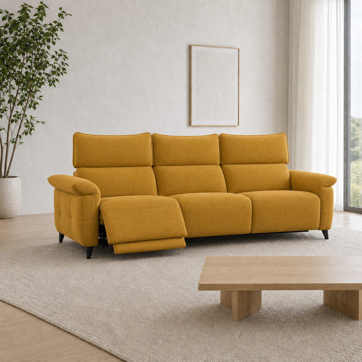 Fauna Recliner 3 seater yellow 01 main