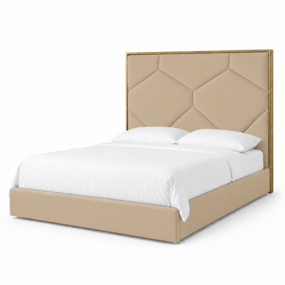 Faye - Bed Beige plain white background view