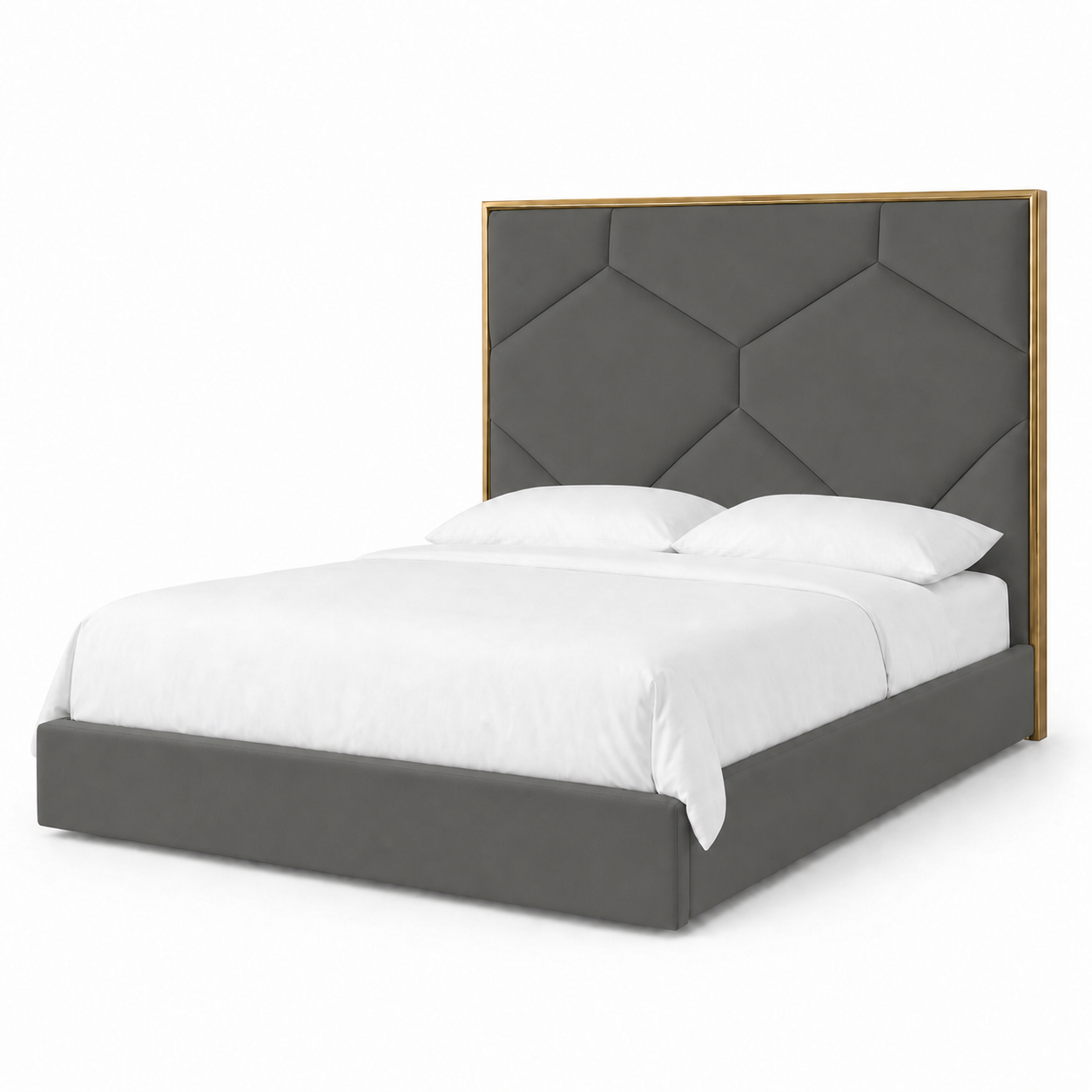 Faye - Bed Grey plain white background view
