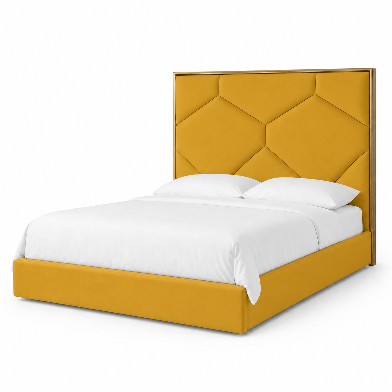 Faye - Bed Yellow plain white background view