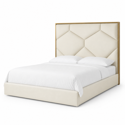 Faye - Bed, complete front three-quarter studio bed view
