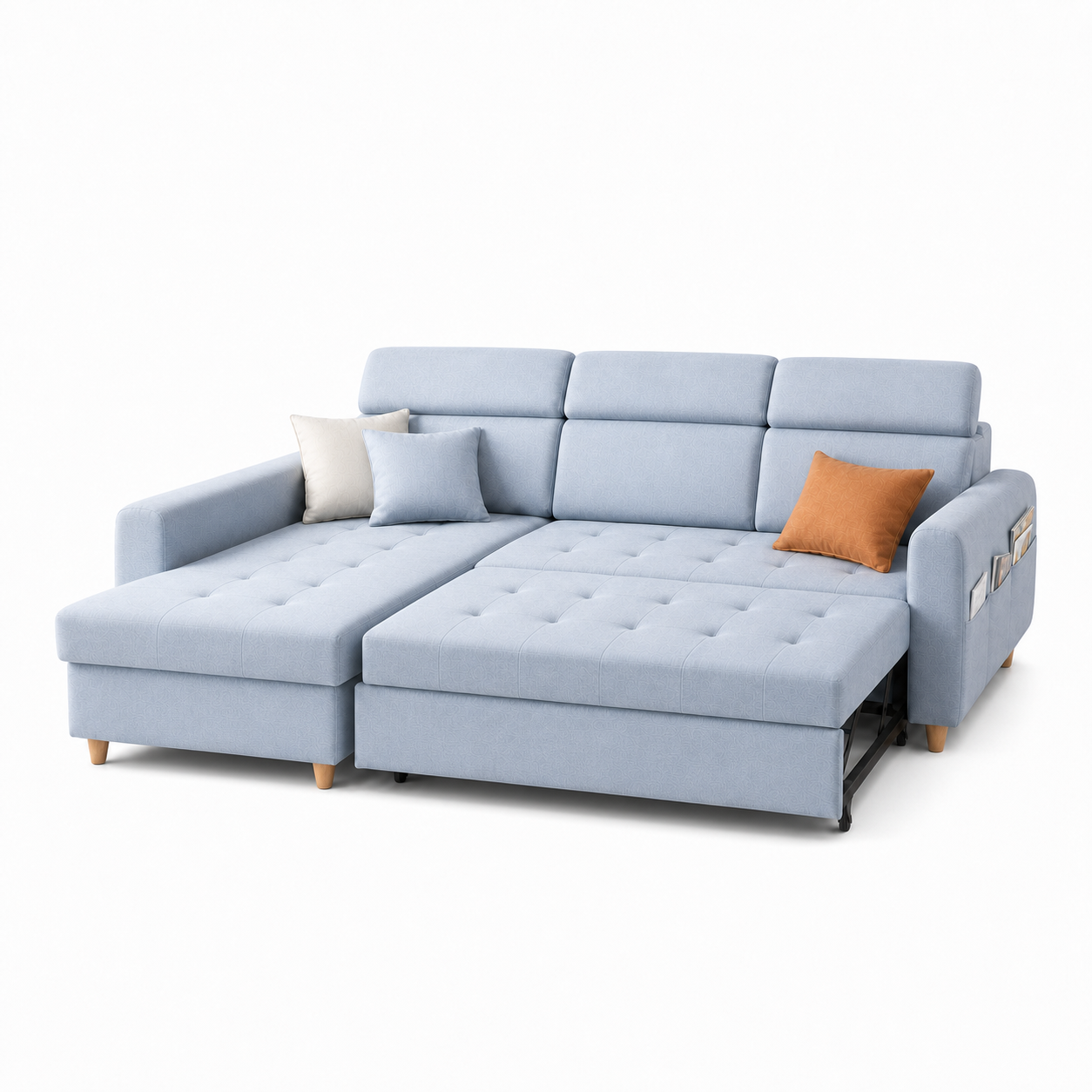 Filar - Sofa bed, fully open studio view on a pure-white background