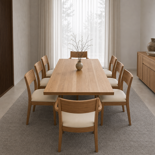 Finn - Wooden Top Dining Table, clearly different end-on dining-room view