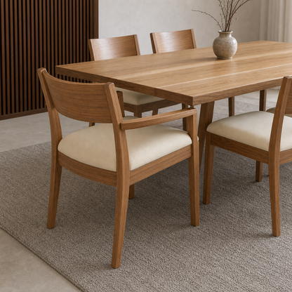 Finn - Wooden Top Dining Table, close chair, seating, or base construction detail