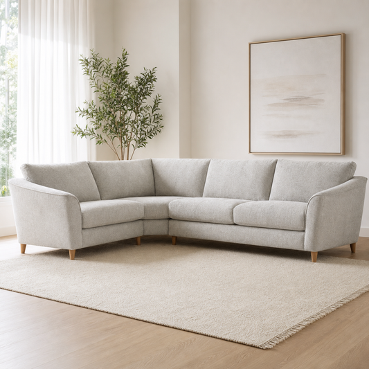 Flair - L shape sectional sofa in the exact upholstery color shown in the source reference, sectional sofa in a modern living room