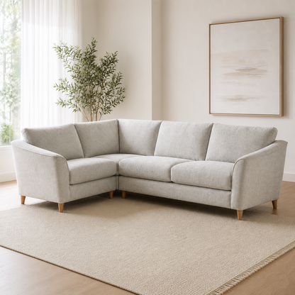 Flair - L shape sectional sofa, three-quarter view showing sectional depth and construction