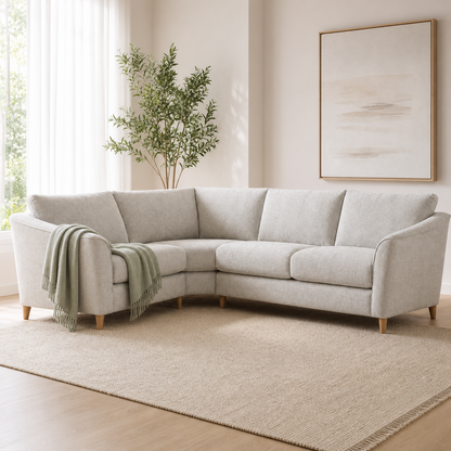 Flair - L shape sectional sofa sectional sofa styled with a sage-green throw