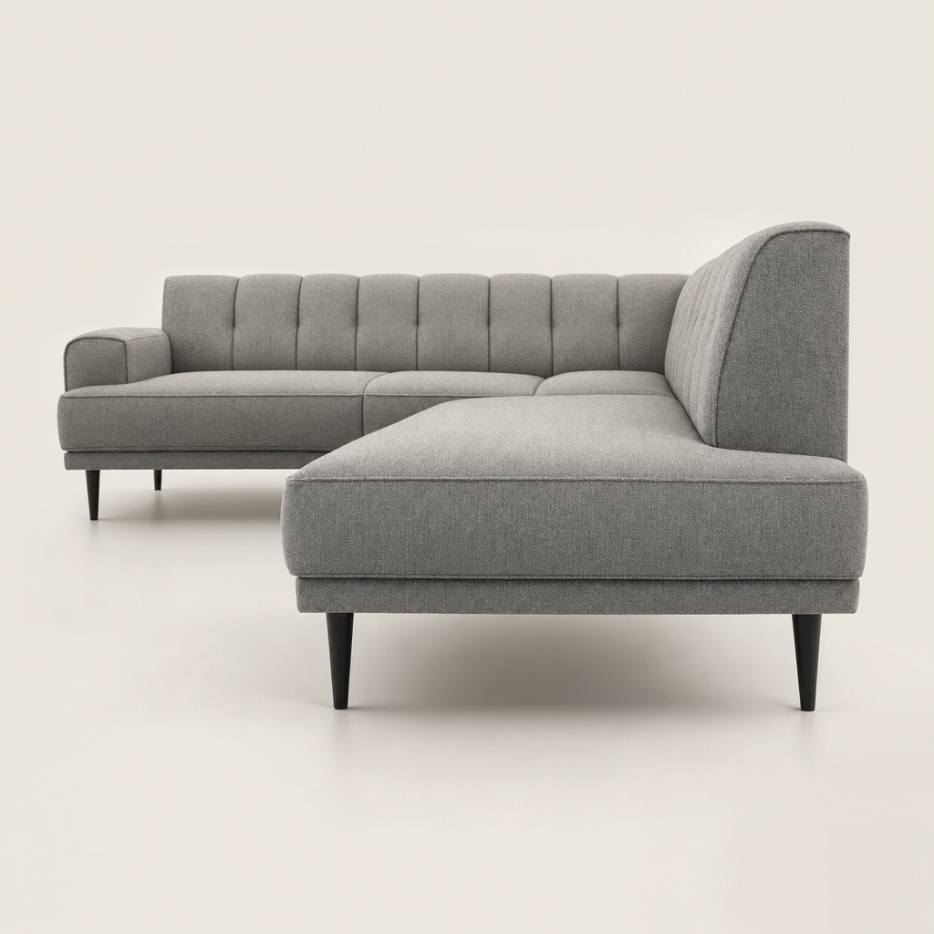 Flar - L shape sectional sofa, chaise-end profile studio view