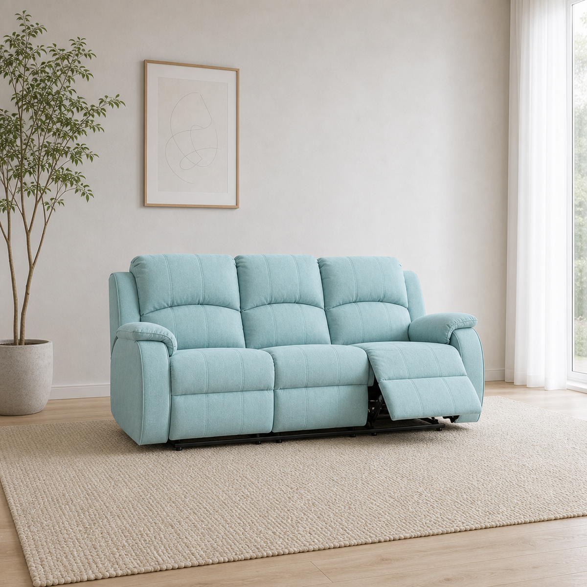 Flourish Recliner 3 seater blue 01 main
