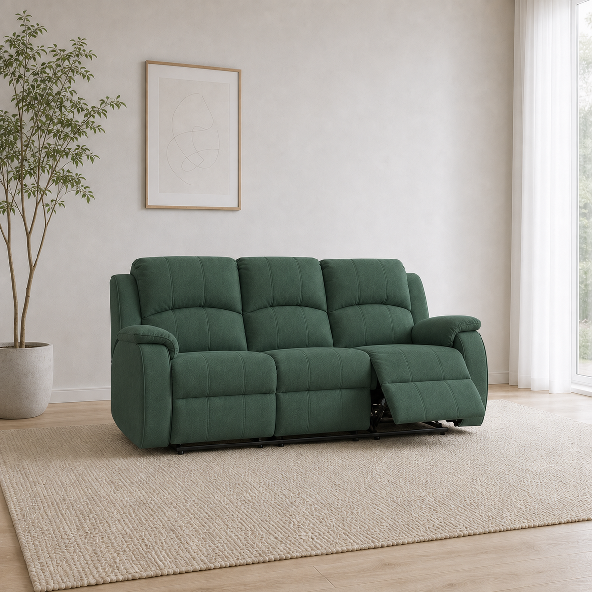 Flourish Recliner 3 seater green 01 main
