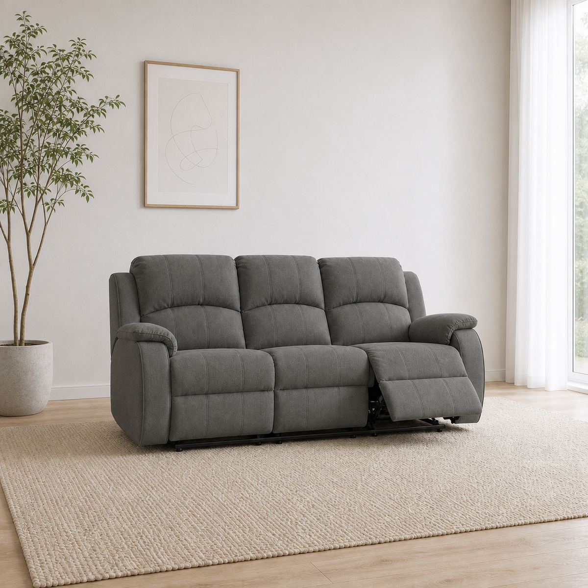 Flourish Recliner 3 seater grey 01 main