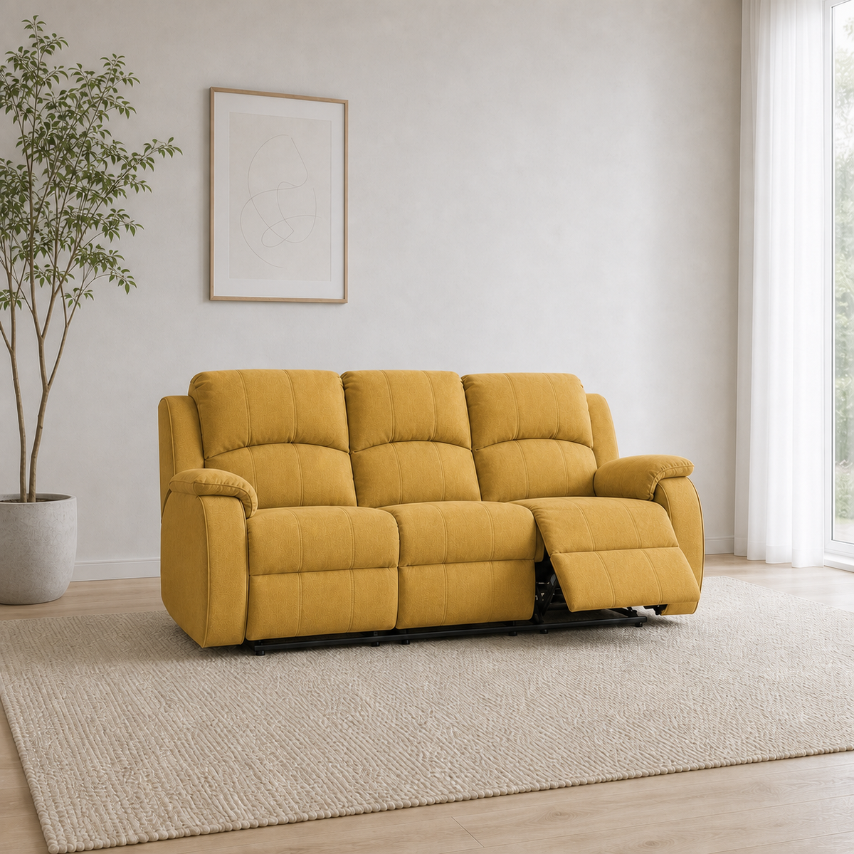 Flourish Recliner 3 seater yellow 01 main
