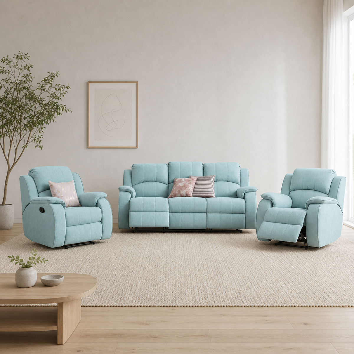 Flourish Recliner complete configuration in an editorial living room
