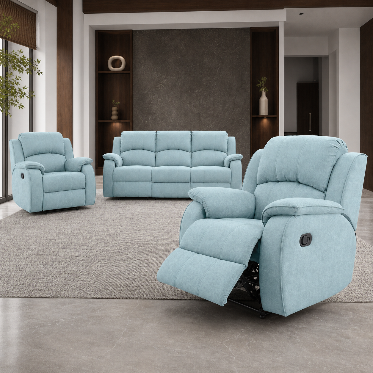 Flourish Recliner upholstery and reclining detail