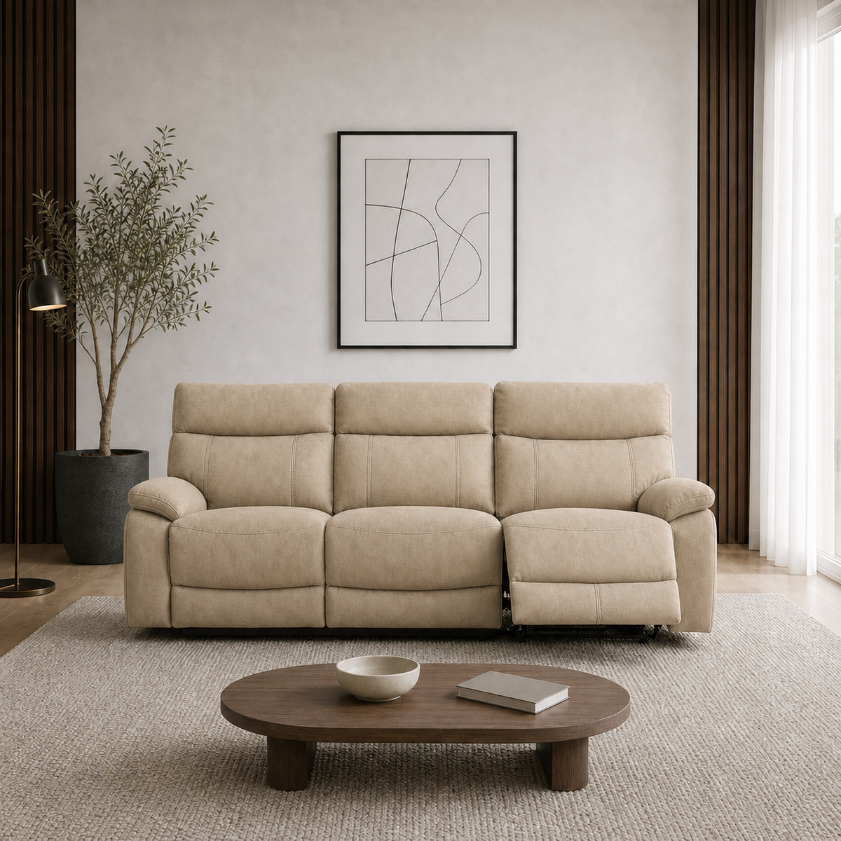 Frigid 1+2+1 Recliner Set 3 seater beige 01 main