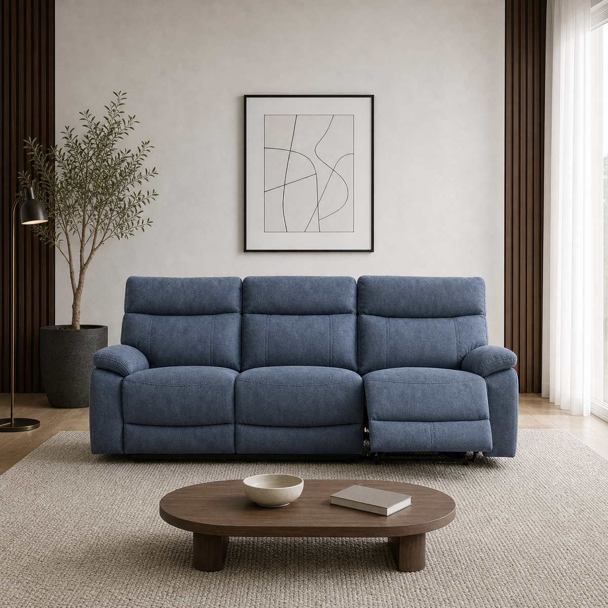 Frigid 1+2+1 Recliner Set 3 seater blue 01 main