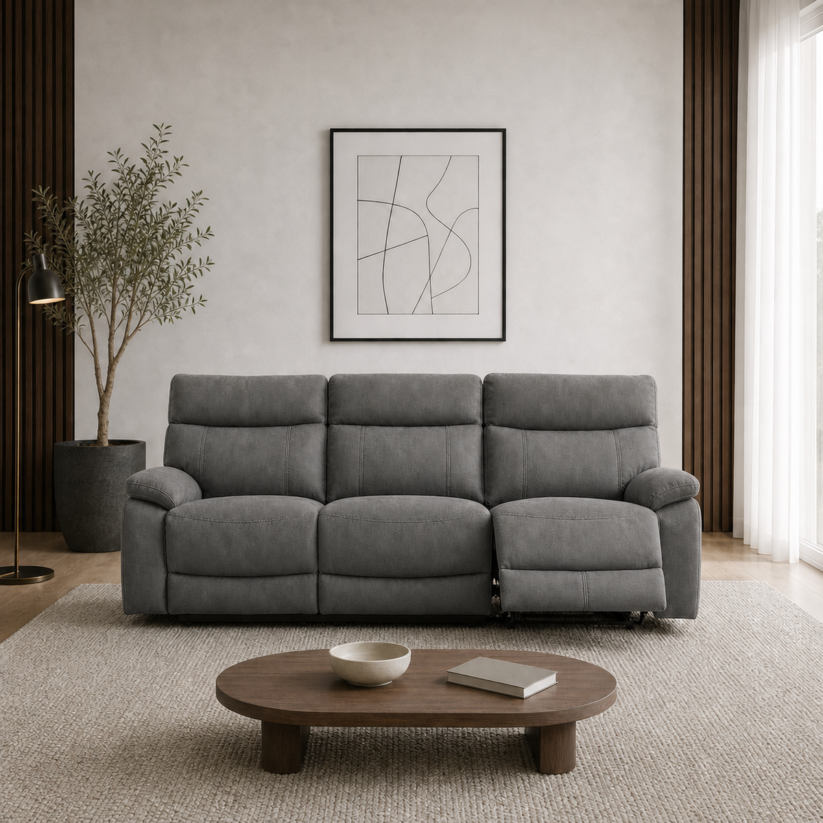 Frigid 1+2+1 Recliner Set 3 seater grey 01 main