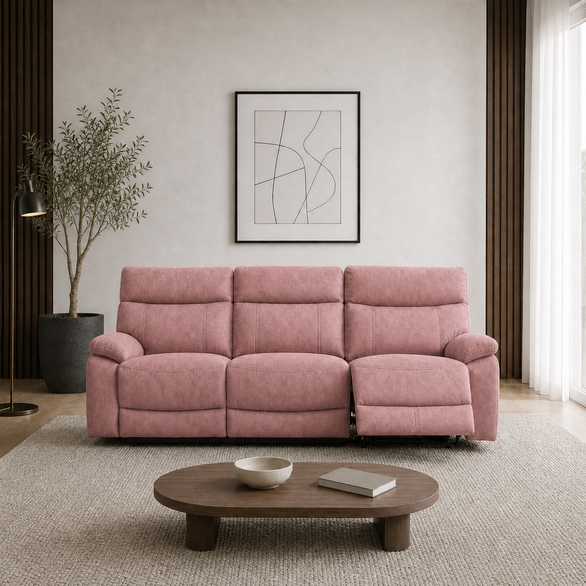 Frigid 1+2+1 Recliner Set 3 seater pink 01 main