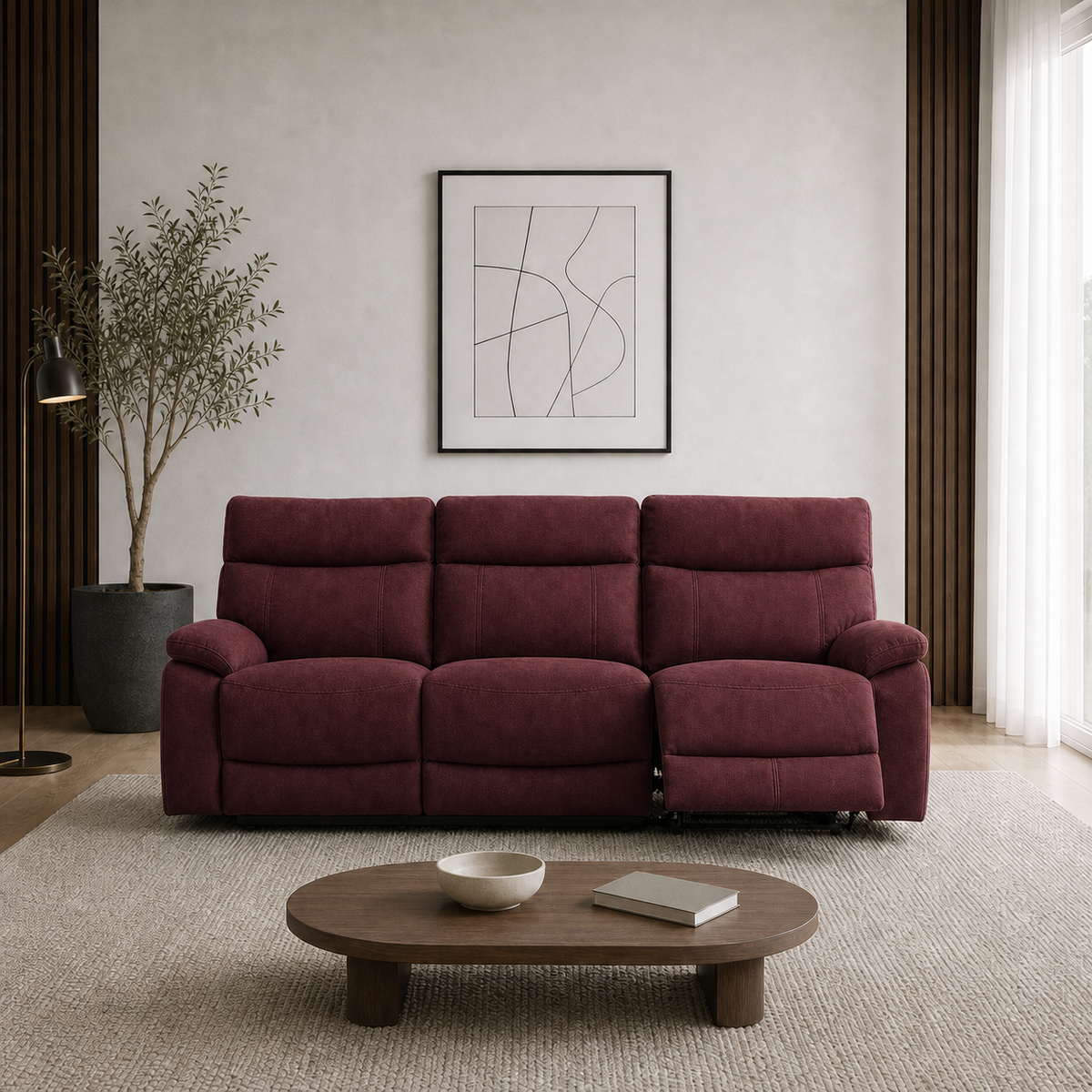 Frigid 1+2+1 Recliner Set 3 seater red 01 main