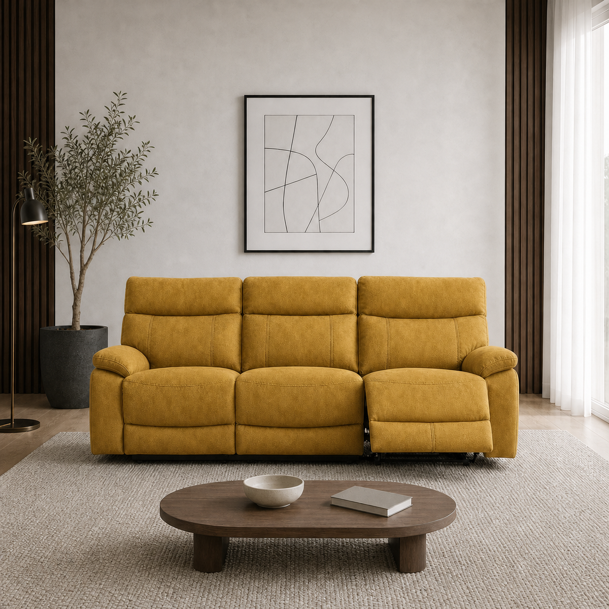 Frigid 1+2+1 Recliner Set 3 seater yellow 01 main