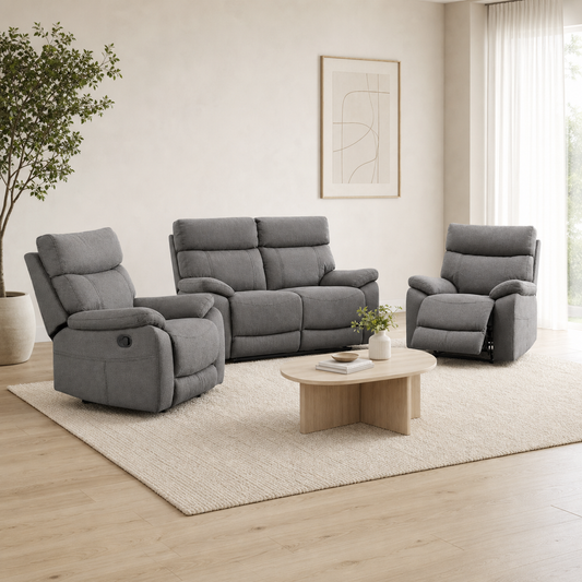Frigid 1+2+1 Recliner Set complete configuration from an alternate angle
