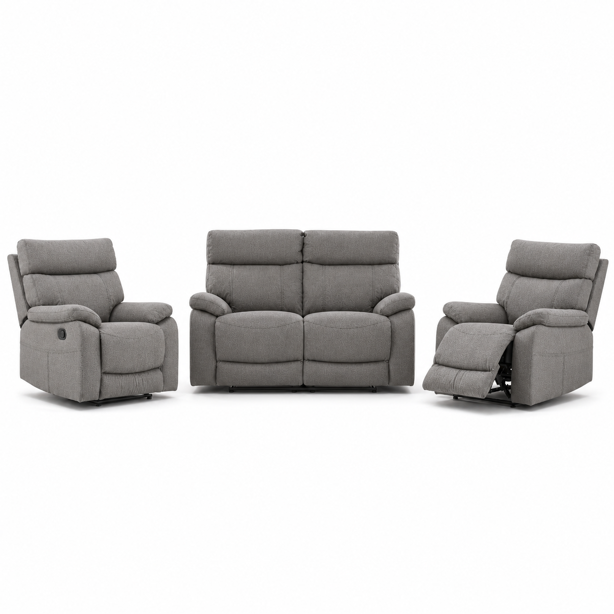 Frigid 1+2+1 Recliner Set complete configuration on a white background