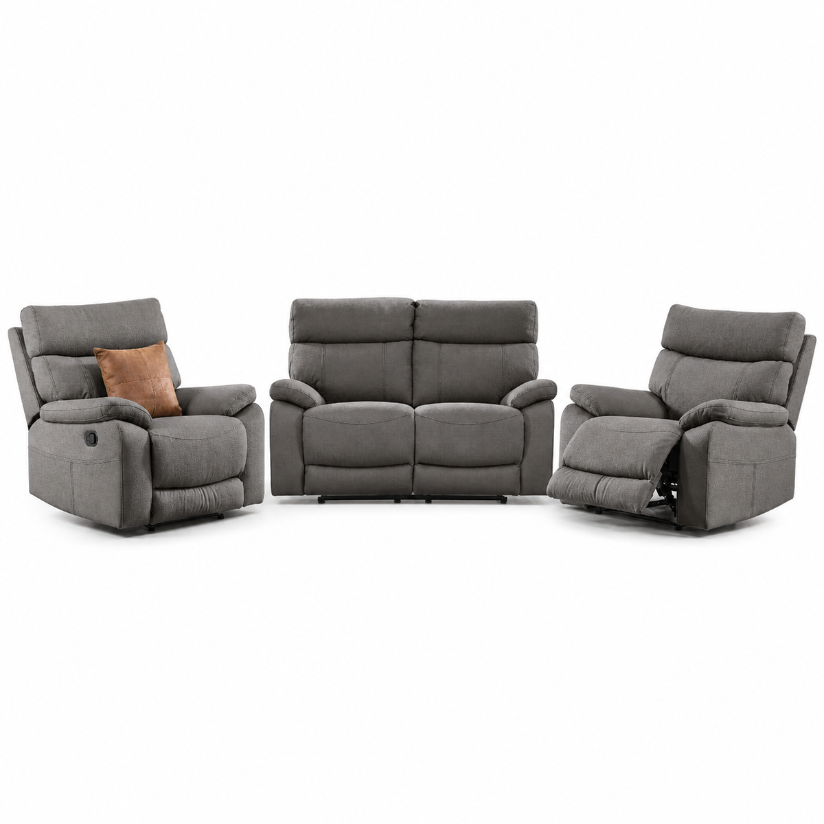 Frigid 1+2+1 Recliner Set complete configuration on a white background