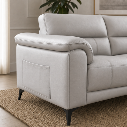 Detail view of Frost - 3+2+1 Sofa Set upholstery, seams, base, and legs