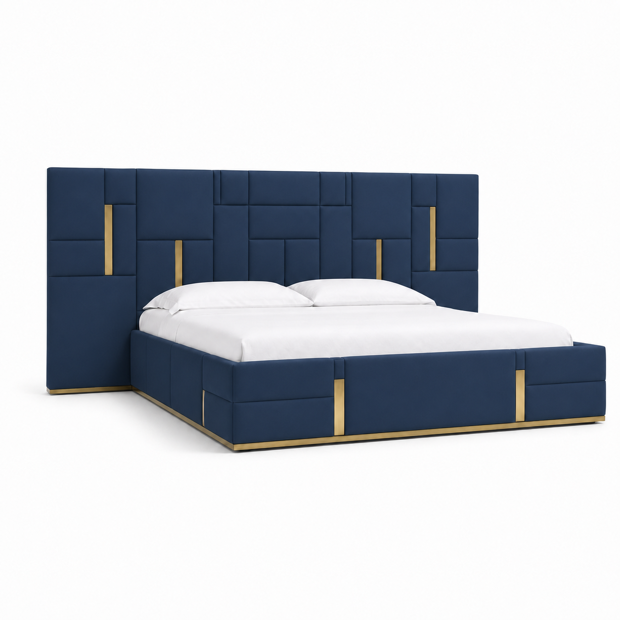 Gale - Bed Blue plain white background view