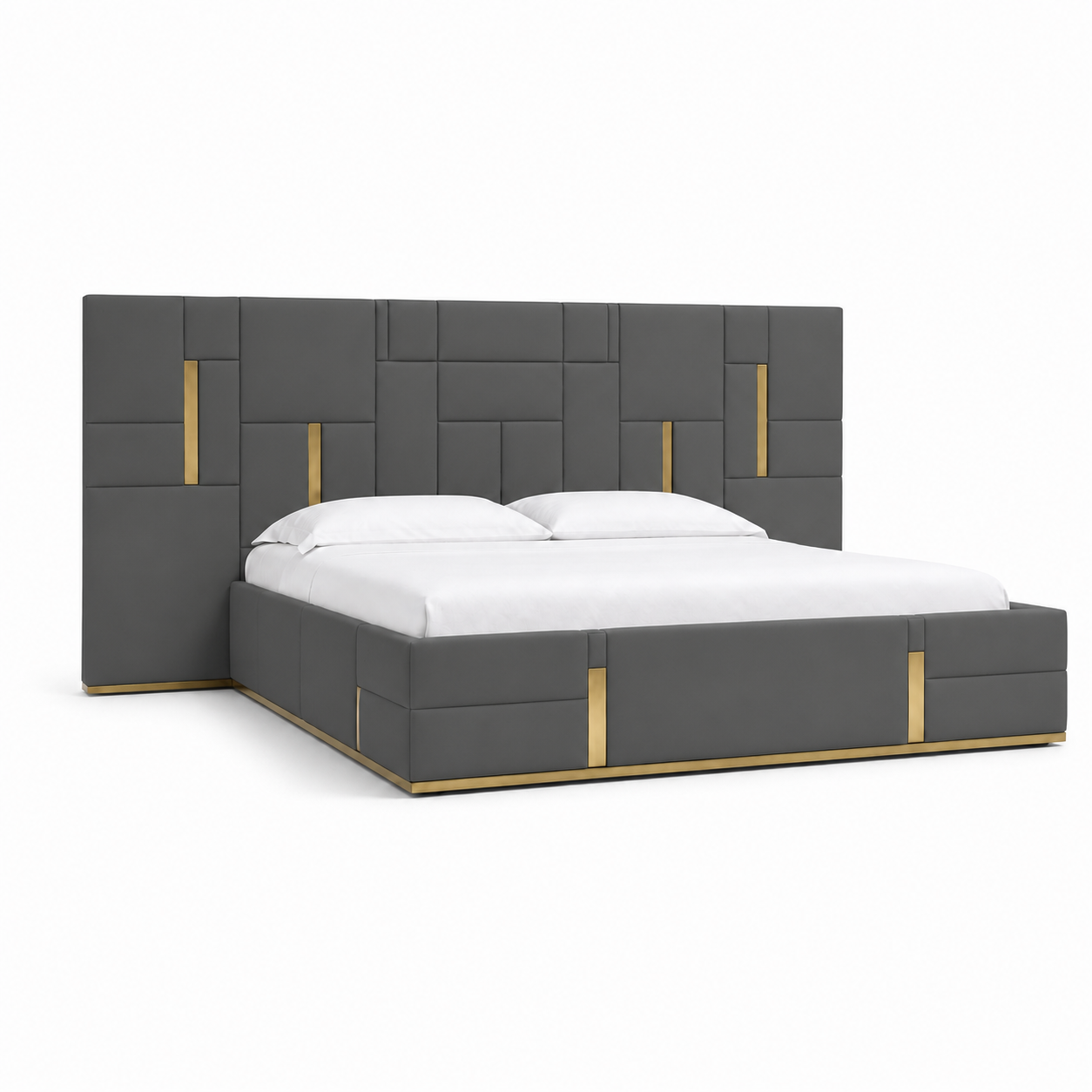 Gale - Bed Grey plain white background view